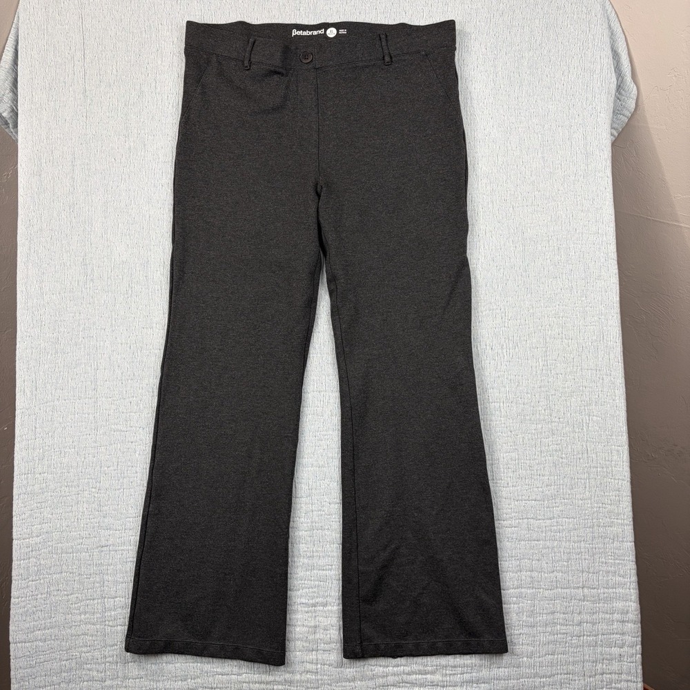 Betabrand Pants Womens Petite XL Charcoal Gray Flare Dress Yoga Work Pant
